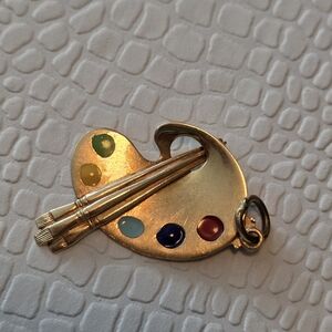 SOLD! 14 Kt Gold Artist Palette Pendant with Colorful Accents